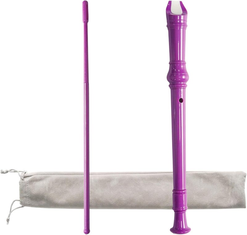 Funstreet Purple Soprano Recorder Instrument 8 Hole C Key Baroque Fingering Clarinet ABS Music Flute with Cleaning Rod and Storage Bag - Image 1